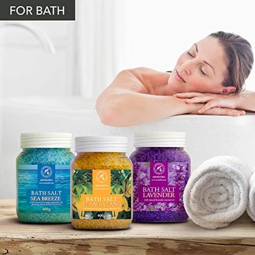 Bath Salts Set 42 Oz – Lavender – Sea Breeze – Ylang-Ylang – 100% Natural 3