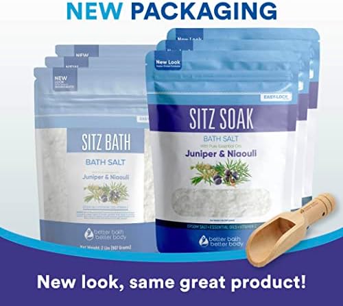 Sitz Bath Salt (3-Pack Plus Scoop) Hemorrhoid Soothing Sitz Soak Epsom Salt 5