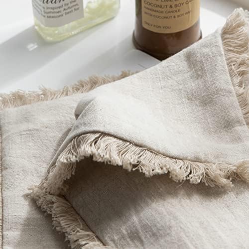 Linen Fringed Throw Pillow Cover – Soft Cozy Boho Cushion Covers 7