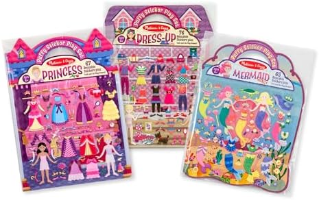 Melissa & Doug Puffy Sticker Activity Books Set: Dress-Up, Princess, Mermaid