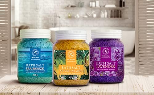 Bath Salts Set 42 Oz – Lavender – Sea Breeze – Ylang-Ylang – 100% Natural 9