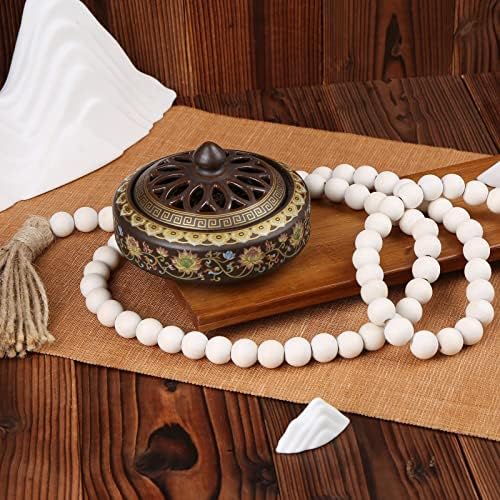 Farmhouse Beads 58in Wood Bead Garland with Tassels Rustic Country Decor Prayer 9