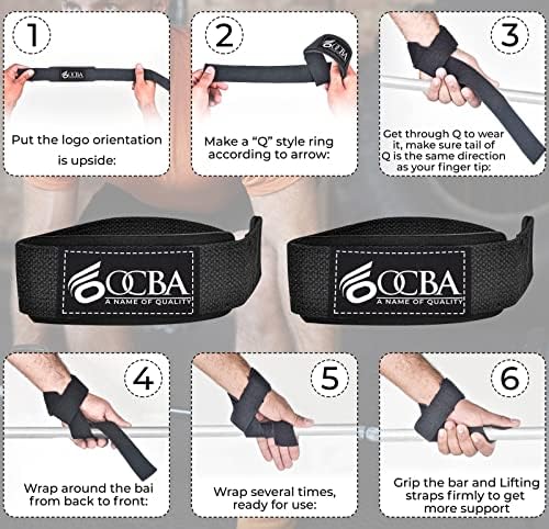 OCBA Wrist Straps Wraps for Weightlifting Heavy Duty Wrist Wraps Cotton Padded 3