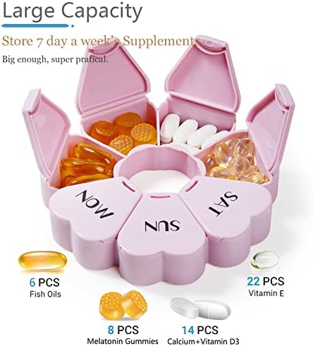 Cute Weekly Pill Box 7 Day, Heart Shaped Pill Case Organizer 1 time a Day 3