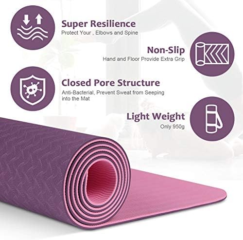 Glymnis Yoga Mat Exercise Mat Thick Non Slip Pilates Mat, Anti Tear Durable 4