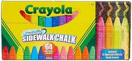 Crayola Ultimate Washable Chalk Collection (64ct), Bulk Sidewalk Chalk