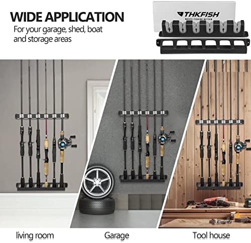 THKFISH Fishing Rod Rack Fishing Rod Holders Wall Mount Vertical/Horizontal Fishing Pole 7