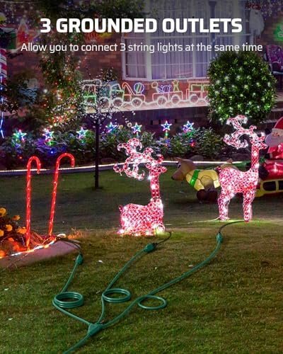 DEWENWILS Outdoor Extension Cord 1 to 3 Splitter for Christmas, 3 Prong Outlets 3
