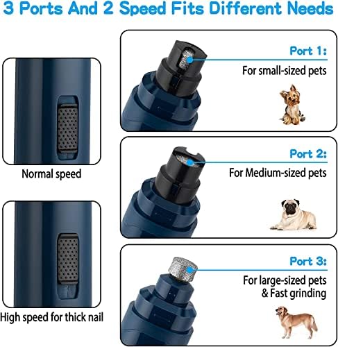 Casfuy Dog Nail Grinder Upgraded – Professional 2-Speed Electric Rechargeable 3