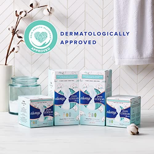 Always Pure Cotton Feminine Pads for Women, Size 2, Heavy Flow 2
