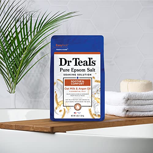 Dr Teal’s Pure Epsom Salt, Soothe & Comfort with Oat Milk & Argan Oil, 3lbs 7