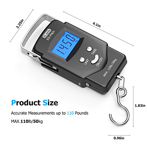 Fish Scale, Dr.meter Backlit LCD Display 110lb/50kg Portable Electronic Balance Digital 5