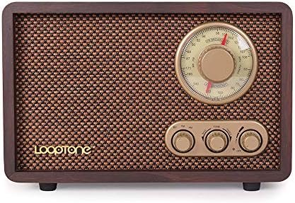 LoopTone FM AM Radio Retro Wood Radio with Bluetooth Play Mp3