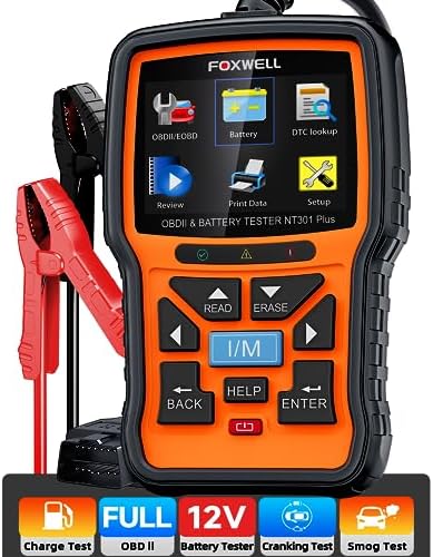 FOXWELL Upgrade NT301 Plus OBD2 Scanner Battery Tester 12V, 4 IN1 OBD Scanner