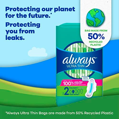 Always Ultra Thin Feminine Pads For Women, Size 2 Long Super Absorbency 7