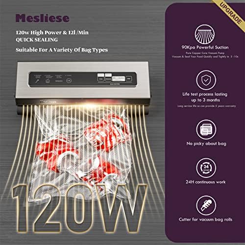 Mesliese Vacuum Sealer Machine Powerful 90Kpa Precision 6-in-1 Compact Vacuum 3