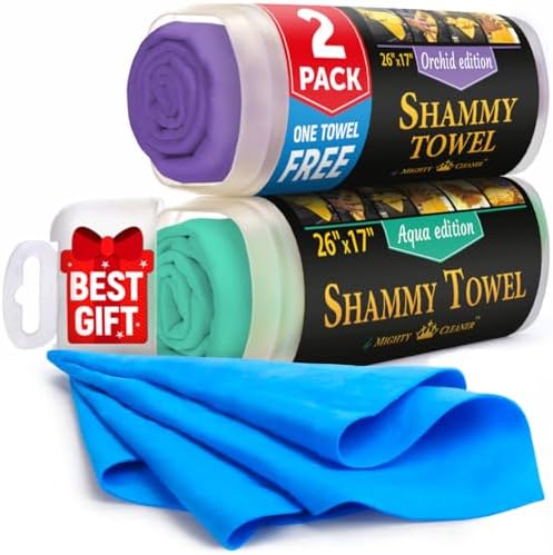 Premium 2pk + 1 Free Shammy Cloth for Car Drying – (26″x17″) – Super Absorbent