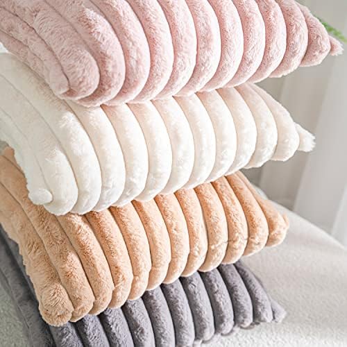 DEELAND Pack of 2,Double-Sided Faux Fur Plush Decorative Throw Pillow Covers 6