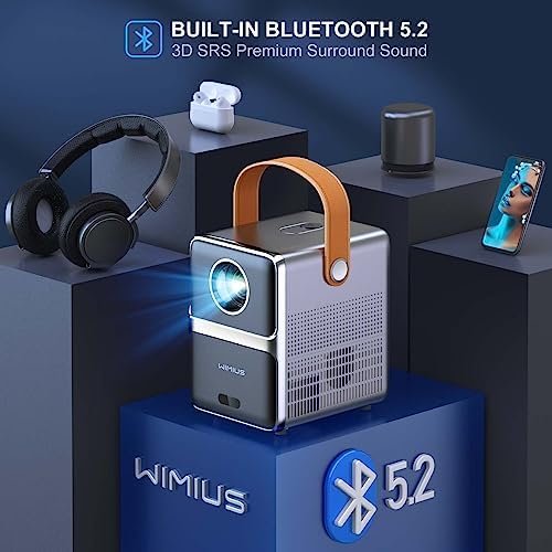 Mini Projector with 5G WiFi and Bluetooth, WiMiUS 1080P 5