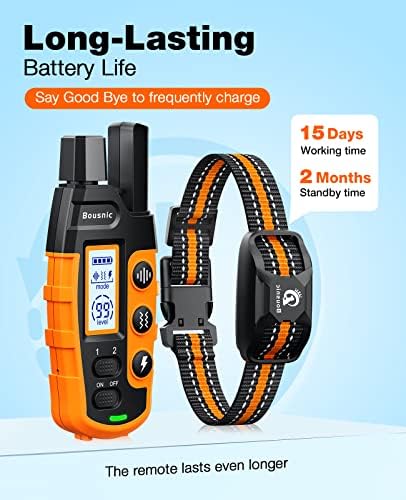 Bousnic Dog Shock Collar – 3300Ft Dog Training Collar with Remote for 5-120lbs 6