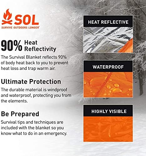 S.O.L. Survive Outdoors Longer 90 Percent Heat Reflective Survival Blanket 5