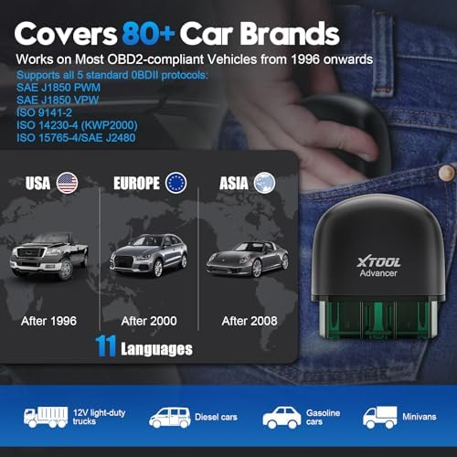 XTOOL Advancer AD20 Pro Wireless OBD2 Scanner Diagnostic Tool Fits 6
