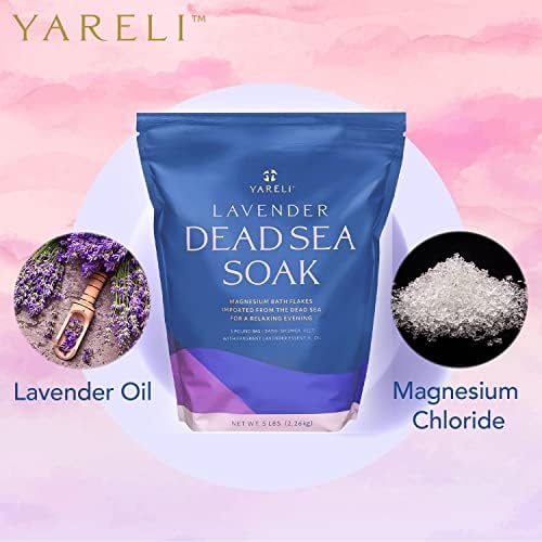 Yareli Dead Sea Bath & Foot Soak, Lavender Magnesium Bath Salt Flakes, Stronger 6