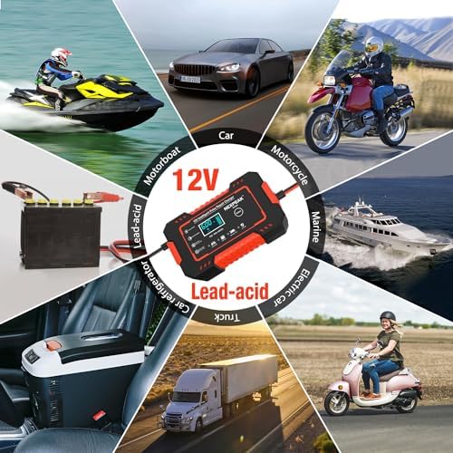 Car Battery Charger, 12V 6A Smart Battery Trickle Charger Automotive 12V Battery 5