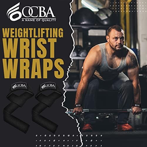 OCBA Wrist Straps Wraps for Weightlifting Heavy Duty Wrist Wraps Cotton Padded 6