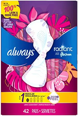 Always Radiant Feminine Pads for Women, Size 1 Regular 7