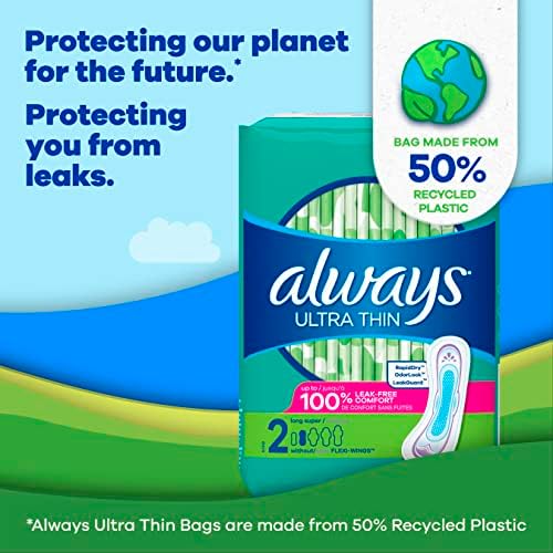 Always Ultra Thin Pads without Wings, Size 1, Regular, Unscented 7