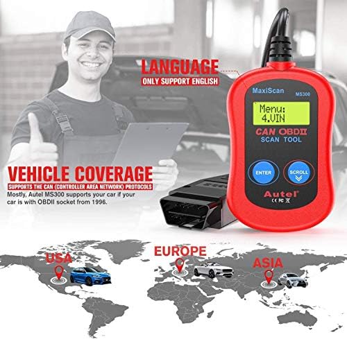 Autel MS300 OBD2 Scanner Code Reader, Turn Off Check Engine Light, Read & Erase 6