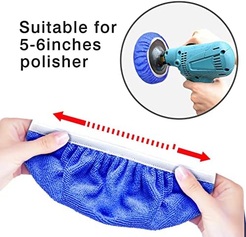 FONAROLL 5 to 6 Inch Car Polisher Pad Bonnet, 15Pcs Car Polishing Bonnet Buffing 2