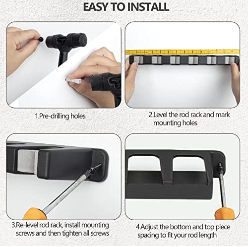 THKFISH Fishing Rod Rack Fishing Rod Holders Wall Mount Vertical/Horizontal Fishing Pole 8