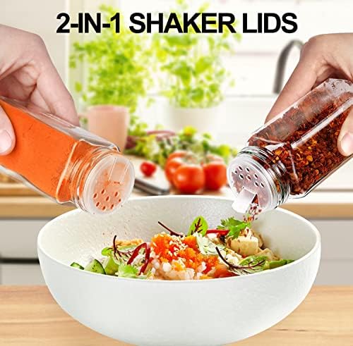 AISIPRIN 24 Pcs Glass Spice Jars with 398 Labels, 4oz Empty Square Containers 5