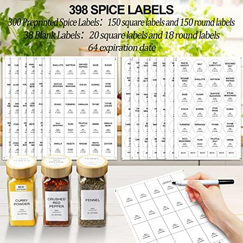 AISIPRIN 24 Pcs Glass Spice Jars with Bamboo Airtight Lids and 398 Labels, 4oz 3