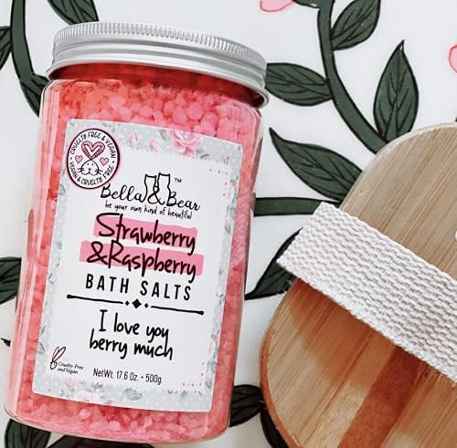 Bella & Bear Strawberry & Raspberry Bath Salts, Foot Soak, Detox, Fruity 8