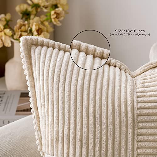 MIULEE Corduroy Pillow Covers with Splicing Set of 2 Super Soft Boho Striped 2