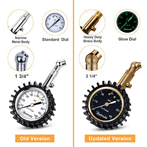 AstroAI Tire Pressure Gauge 60 PSI, Large 2″ Easy Read Glow Dial Tire Gauge 3