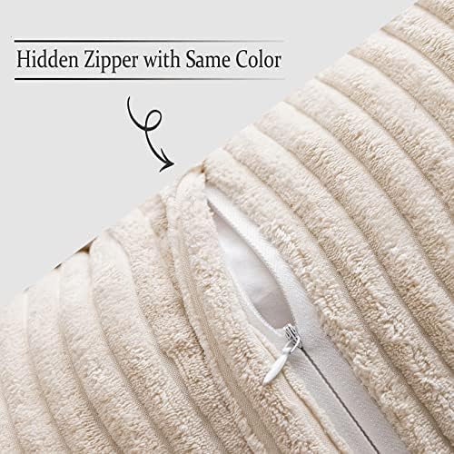 MIULEE Corduroy Pillow Covers with Splicing Set of 2 Super Soft Boho Striped 3