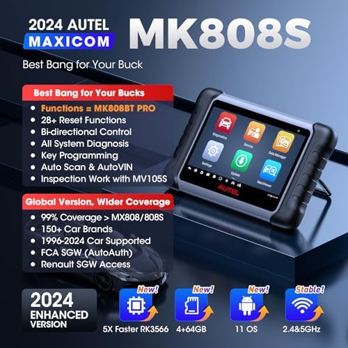 Autel Scanner MaxiCOM MK808S: 2024 Bidirectional Tool as MK808BT Pro MX808S 2