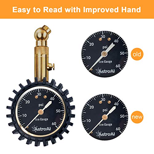 AstroAI Tire Pressure Gauge 60 PSI, Large 2″ Easy Read Glow Dial Tire Gauge 4