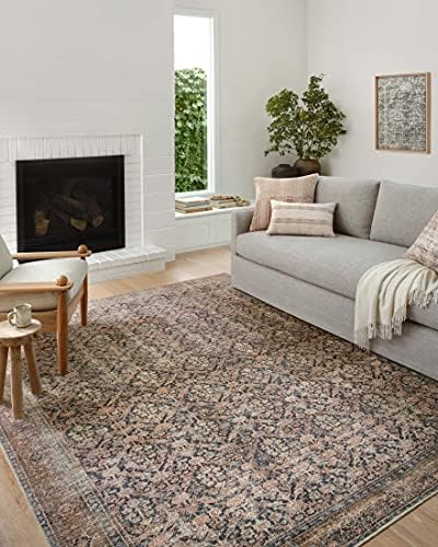 Amber Lewis x Loloi Billie Collection BIL-01 Ink / Salmon 7'-6" x 9'-6" Area Rug