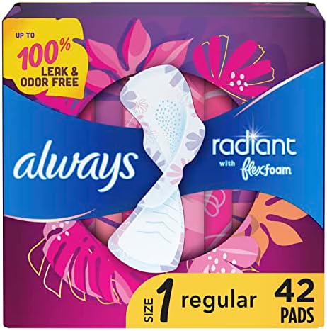 Always Radiant Feminine Pads for Women, Size 1 Regular