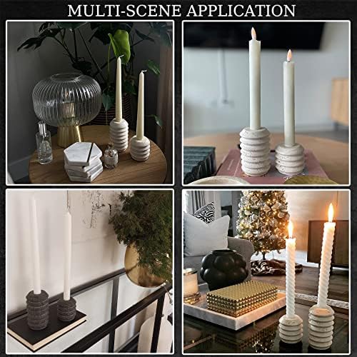 WORHE Candle Holders True Natural Travertine Stone 0.4″ Thick, Set of 2 Premium 6