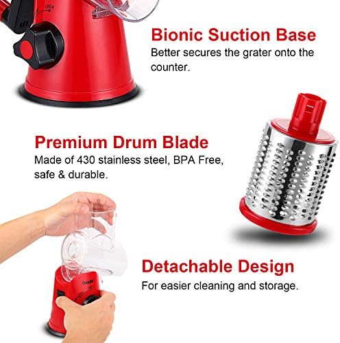 Geedel Kitchen Cheese Grater, Rotary Mandoline Vegetable Slicer 6