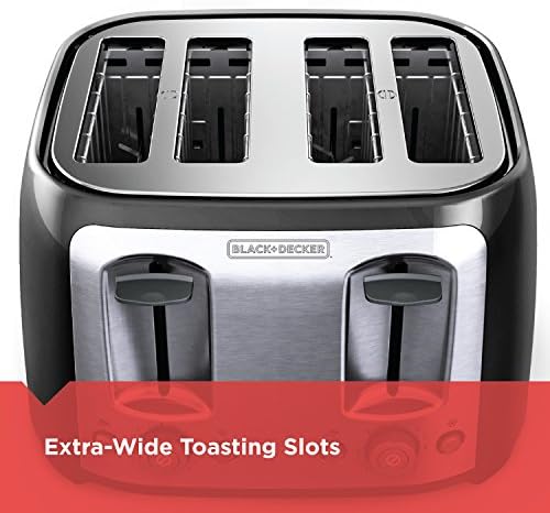 BLACK+DECKER Toaster, 4 Slice, Extra Wide Slots for Bagels and Artisan Breads 3