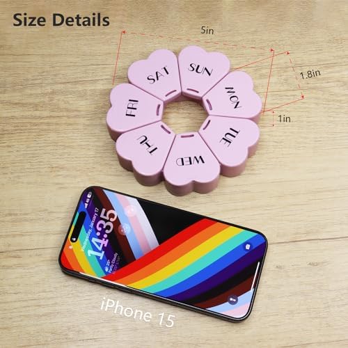 Cute Weekly Pill Box 7 Day, Heart Shaped Pill Case Organizer 1 time a Day 4