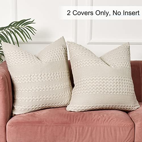 PHF 100% Cotton Waffle Weave Euro Sham Covers, 2 Pack 26″ x 26″ Pillow Covers 3