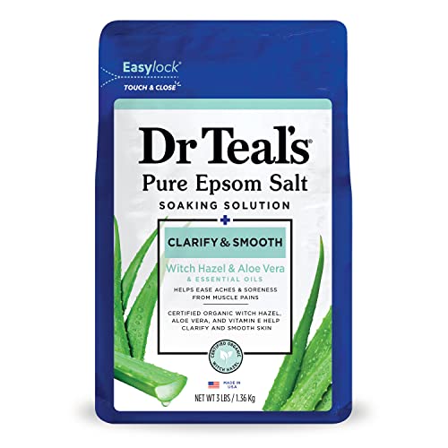 Dr Teal’s Pure Epsom Salt, Clarify & Smooth with Witch Hazel & Aloe Vera, 3lbs